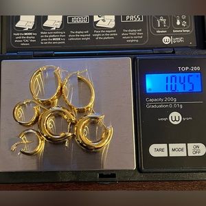 Lot Vintage 18K Italian Gold High Polish Hoop Earrings (1 needs repair)